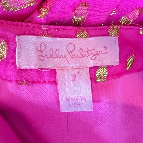 Lilly Pulitzer Pink and Gold Silk “Colby” Dress - Picture 9 of 10
